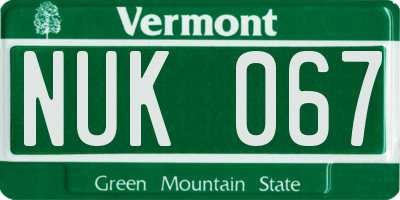 VT license plate NUK067