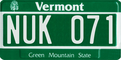 VT license plate NUK071