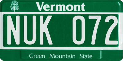 VT license plate NUK072