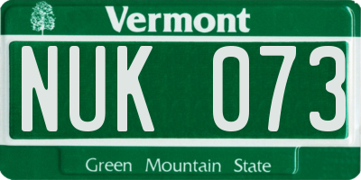 VT license plate NUK073