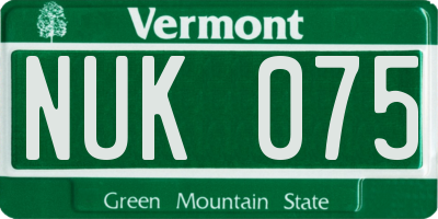 VT license plate NUK075
