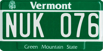 VT license plate NUK076