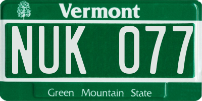 VT license plate NUK077
