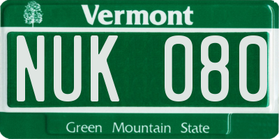 VT license plate NUK080