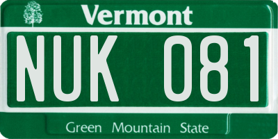 VT license plate NUK081