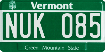 VT license plate NUK085