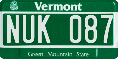 VT license plate NUK087