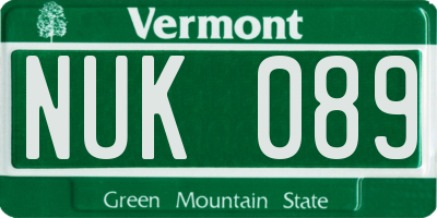 VT license plate NUK089