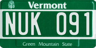 VT license plate NUK091