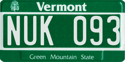 VT license plate NUK093