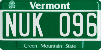 VT license plate NUK096
