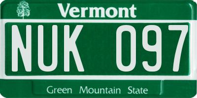 VT license plate NUK097