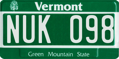 VT license plate NUK098