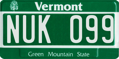 VT license plate NUK099