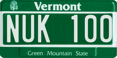 VT license plate NUK100