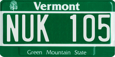 VT license plate NUK105