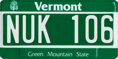 VT license plate NUK106