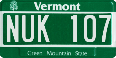 VT license plate NUK107