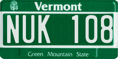 VT license plate NUK108