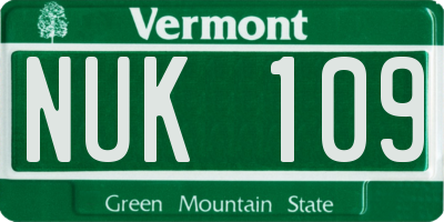 VT license plate NUK109