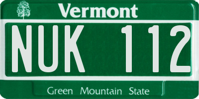 VT license plate NUK112