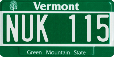 VT license plate NUK115