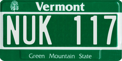 VT license plate NUK117