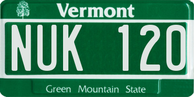 VT license plate NUK120