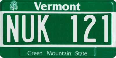 VT license plate NUK121