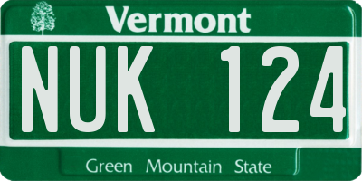 VT license plate NUK124