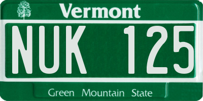 VT license plate NUK125
