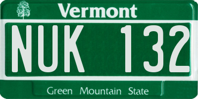 VT license plate NUK132