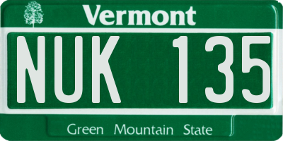VT license plate NUK135