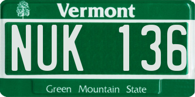 VT license plate NUK136
