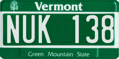 VT license plate NUK138