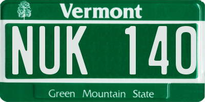 VT license plate NUK140