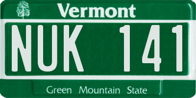 VT license plate NUK141