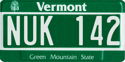VT license plate NUK142
