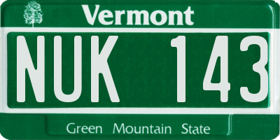 VT license plate NUK143