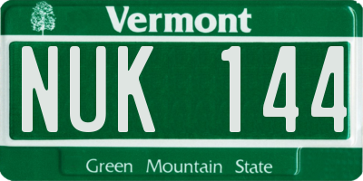 VT license plate NUK144
