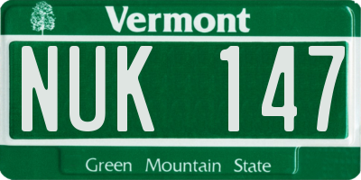 VT license plate NUK147
