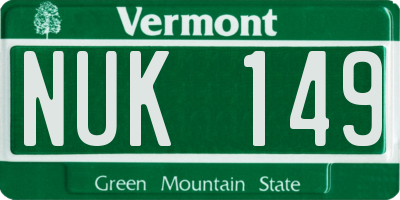 VT license plate NUK149