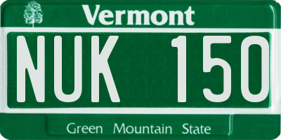 VT license plate NUK150