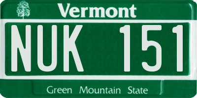 VT license plate NUK151