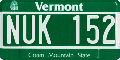 VT license plate NUK152