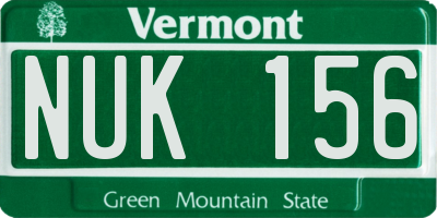 VT license plate NUK156