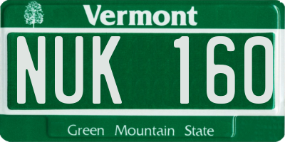 VT license plate NUK160