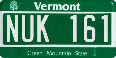 VT license plate NUK161