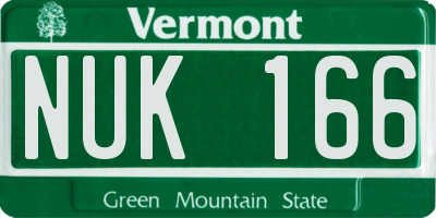 VT license plate NUK166