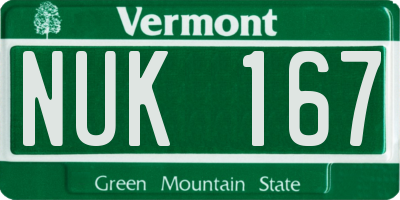 VT license plate NUK167